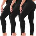 3 Pack Leggings for Women High Waisted No See-Through Tummy Control Soft Yoga Pants Womens Workout Athletic Running Leggings (Small-Medium, Black/Black/Black)
