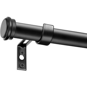 Zeerobee Curtain Rods for Windows 32 to 72, 1 Inch Black Heavy Duty Adjustable Drapery Rods, Modern Indoor/Outdoor Curtain Pole for Bedroom, Living Room, Patio, Farmhouse, 32"-72"