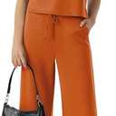 AFITNE Women's 2 Piece Lounge Set Air Essentials Outfits Sleeveless Tank Crop Top Wide Leg Sweatpants 2026 Tracksuit (Coffee691)