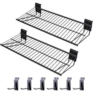 Slatwall Shelves 24 Inch, Heavy Duty Slatwall Accessories, Slat Wall Wire Shelf, Gargage Storage Slatboard Shelves (2 Pack)