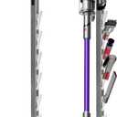 Haturi Vacuum Stand Compatible with Dyson G5 V15 V12 V11 V10 V8 V7 V6, Hidden Power Cord Standing Dock Holder, Metal Docking Station for Dyson Handheld Cordless Vacuum Cleaner & Accessory & Attachment (with Rectangular Base, Silver)