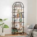 Arbuxzuy 6 Tier Bookshelf, 83" Tall Arched Bookcase, Tall Book Shelf with Metal Frame, Industrial Display Standing Shelf for Living Room, Home Office, Bedroom, Brown