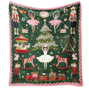 Christmas Throw Blanket for Couch 60x50,Green Winter Holiday Festival Cute Xmas Nutcracker Christmas Tree Blankets for Woman,Soft Flannel Fleece Blankets for Home Living Room Bed Chair Decor