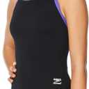Speedo Womens Swimsuit One Piece Endurance+ Flyback Solid Adult Team Colors (36, Black/Purple)