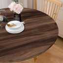 Natural Wood Texture Polyester Round Tablecloth Fitted,Dark Brown Wood Grain Tablecloth Tablecloths, Washable for Kitchen Dining Outdoor Party Picnic Wedding Banquet 46"-56"