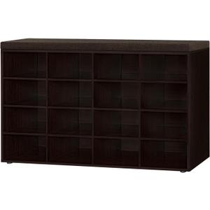DINZI LVJ Shoe Storage Bench with Cushion, 16-Cubby Shoe Rack, Adjustable Shelves, Multifunctional Shoe Organizer Bench for Entryway, Mudroom, Hallway, Living Room, Bedroom and Garage, Espresso