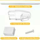 IWIWE 25" Long Chrome Framed Sliding Shower Door Towel Bar Kit - Clear Acrylic Brackets with Bright Chrome Sleeve, Replacement for Alumax/Basco Framed Sliding Glass Shower Door Towel Rod