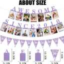 Awesome Since 2010 Photo Banner - Pre Strung Purple Glitter Sweet 16th Birthday Decorations with Banner Pennant for Girls, Happy 16th Party Supplies for Birthday Anniversary