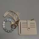 KNGITRYI Wallet Keychain Wristlet for Women,Slim RFID Credit Card Holder Purse Tassel Keychain Bangle Key Ring for Men Women, Beige