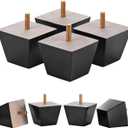 Michanco Furniture Legs 2 inch Black Square Sofa Couch Feet Wood Replacement Leg Set of 4 for Ottoman Dresser Cabinet