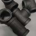 10 Pack 3/4 inches Tees Malleable Cast Iron Pipe, Industrial Pipe for Threaded Black Pipes and Fittings, DIY Steampunk Industrial Vintage Style.