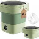 Portable Washing Machine, 16L Large Capacity Laundry Washer Cleaning for Underwear, Baby Clothes, Shirts,Small Delicates. Foldable Mini Washer and Dryer Combo for Apartment,Hotel,Camp,RV,Travel (Green)