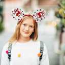 Needzo Reindeer Mouse Ear Headband with Sparkly Red Stars, Holiday Party Costume Accessory for Women or Girls, One Size Fits Most