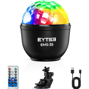 Mini Disco Ball Lights for Party, Rechargeable Sound Activated Night Light DJ Lighting with Remote Control, Portable Battery Operated 7 Modes RGB Strobe Lamp for Home Parties Birthday (3-Pack)
