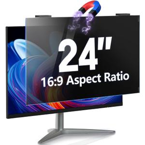 Magnetic Computer Privacy Screen 24 inch, Hanging Privacy Screen for Computer Monitor for 16:9 Frameless Monitor, Eye Protection Anti Glare Anti Blue Light Filter (24 inch)