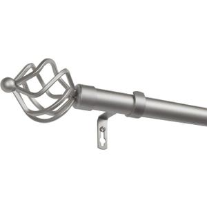EXCLUSIVE HOME Torch 1" Curtain Rod and Finial Set, Matte Silver, Adjustable 84"-160"