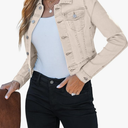 luvamia 2025 Cropped Jean Jackets for Women Fashion Short Denim Shacket Jacket Lightweight Fitted Stretchy with Pockets, Large