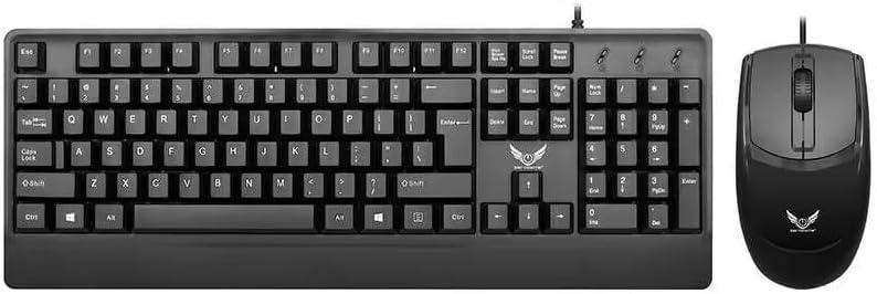 Wired Keyboard and Mouse Combo with Palm Rest,Full-Sized Ergonomic Computer Keyboard and Optical Wired Mouse for Windows, Mac OS Desktop/Laptop/PC-Black