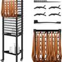 GADFISH Braiding Hair Rack Standing Hair Extension Holder Hanger, 420 Pegs 3-side Rack for Braiding Separator Display Stand (Black)