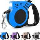 Retractable Dog Leash with USB Rechargeable Flashlight for Night Walks, 16FT Automatic Telescopic Tractor Dog Leash for Small and Medium Dogs, Blue