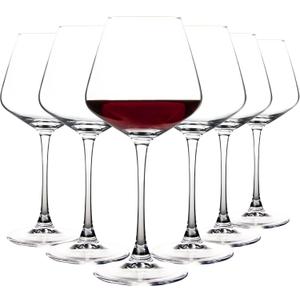YANGNAY Wine Glasses (Set of 6, 15 Oz), Large Clear Burgundy Wine Glasses for Red Wine, Smooth Rim, Dishwasher Safe