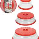 Tovolo Microwave Splatter Cover for Food, 3-Pack (Candy Apple Red) - Collapsible & Vented Silicone Splatter Guard Lid - Microwave Plate & Dish Cover with Handle - BPA-Free Kitchen Gadget for Meal Prep