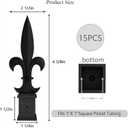 15Pcs Metal Fence Finials Fits 1" Square Post- Aluminum Alloy Trident Spear Black Fence Topper Caps Spear Tips Post Caps for Yard Garden Lawn Iron Picket Fence Spire Decoration