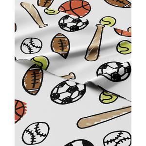 Kids Twin Size Bed Sheet Set - 3 Piece Kids Loft Bed Sheets - Soccer, Basketball, Football, Tennis and Baseball - Soft, Cute - Breathable & Machine Washable - Bed Set for Boys, Girls, Teens & Toddlers