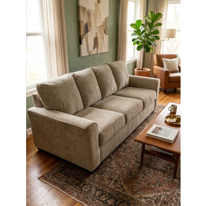 Comfy Cloud Couch with Throw Pillows for Living Room  Sofa, Tan Couch W86 x H 32 x L37in