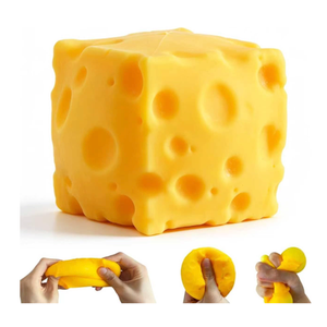 Yellow Cheese Squeeze Toy, Easter Basket Stuffers for Kids Teens, Soft Simulation Food Squeeze Toy, Cute Desk Decor, Birthday Gift for Girls Boys, Office Classroom Fidget Pack