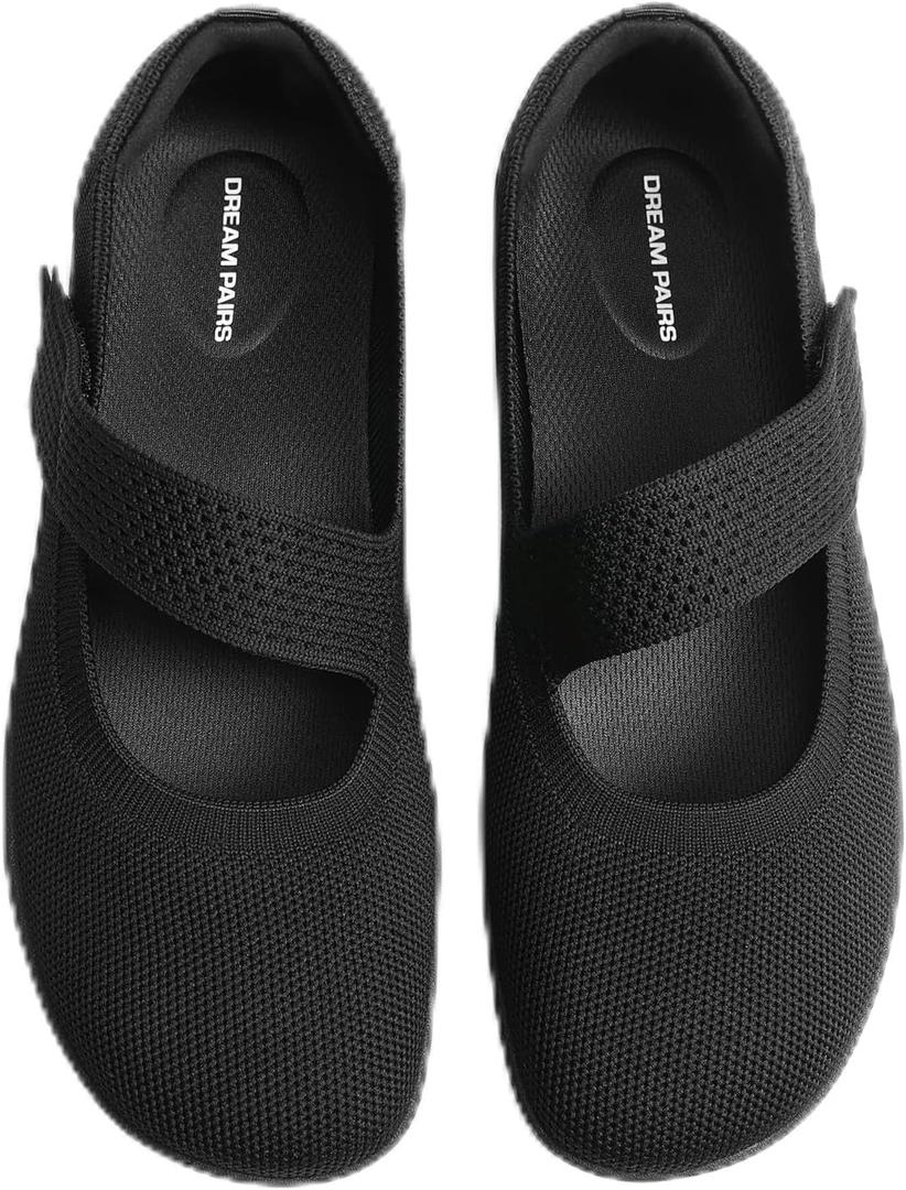 DREAM PAIRS Women's Mary Jane Ballet Flats Barefoot Knit Wide Toe Box Arch Support Flat Shoes for Women Dressy Casual Office Business Work Travel Walk 7.5