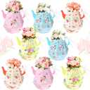 LaVenty 12 PCS Floral Tea Party Favor Bags Tea Party Vase Decoration Lets Partea Party Supplies Lets Partea Party Favor Boxes Tea Party Party Supplies Tea Party Gift Bags