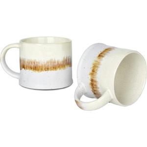 Bosmarlin Medium Ceramic Coffee Mug Set of 2, 15 Oz, Big Stoneware Tea Cup for Office and Home, Dishwasher and Microwave Safe (Beige, 2)