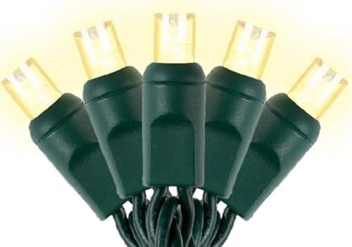 Warm White LED Christmas Lights 25ft 50 Counts Christmas Lights Outdoor Waterproof, 5mm Wide Angle Commercial Grade Mini Outdoor, Indoor Green Wire Tree Plug in for Xmas, UL