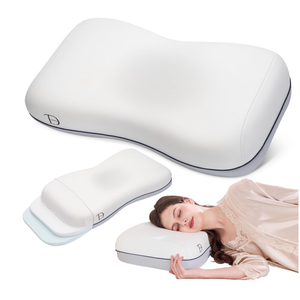 Cervical Neck Pillow for Neck Support, Adjustable Memory Foam Pillow with Customizable Height and Firmness for Side, Back, Stomach and CombSination Sleepers Programs, White 