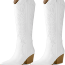 Arromic Cowboy Boots for Women Comfortable Womens Embroidered Western Cowgirl Knee High Boots Pointed Toe Zipper Chunky Heel Country Outfit Retro Tall Boots, Size 7