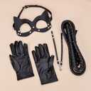 Women Half Face Cat Mask Costume Accessories Halloween Masquerade Props (Black)