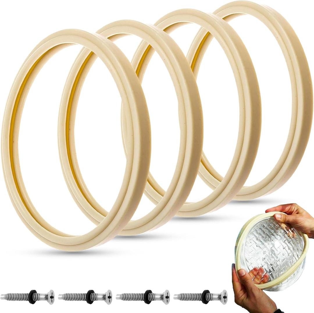 AR-PRO (4-Sets 8 3/8" Pool Light Lens Gasket and Stainless Pilot Screw - Exact Replacements for 79101600Z and 79104800 - Compatible with Pentair IntelliBrite, AmerLite and SAM Amerlite (Beige)