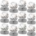 12PCS Prom Silver Disco Theme Party Honeycomb Centerpieces 70s Birthday Decorations Disco Table Toppers Discoball Centerpieces for Table Back To 70s 80s Prom 2025 Party Supplies (Not Ball)