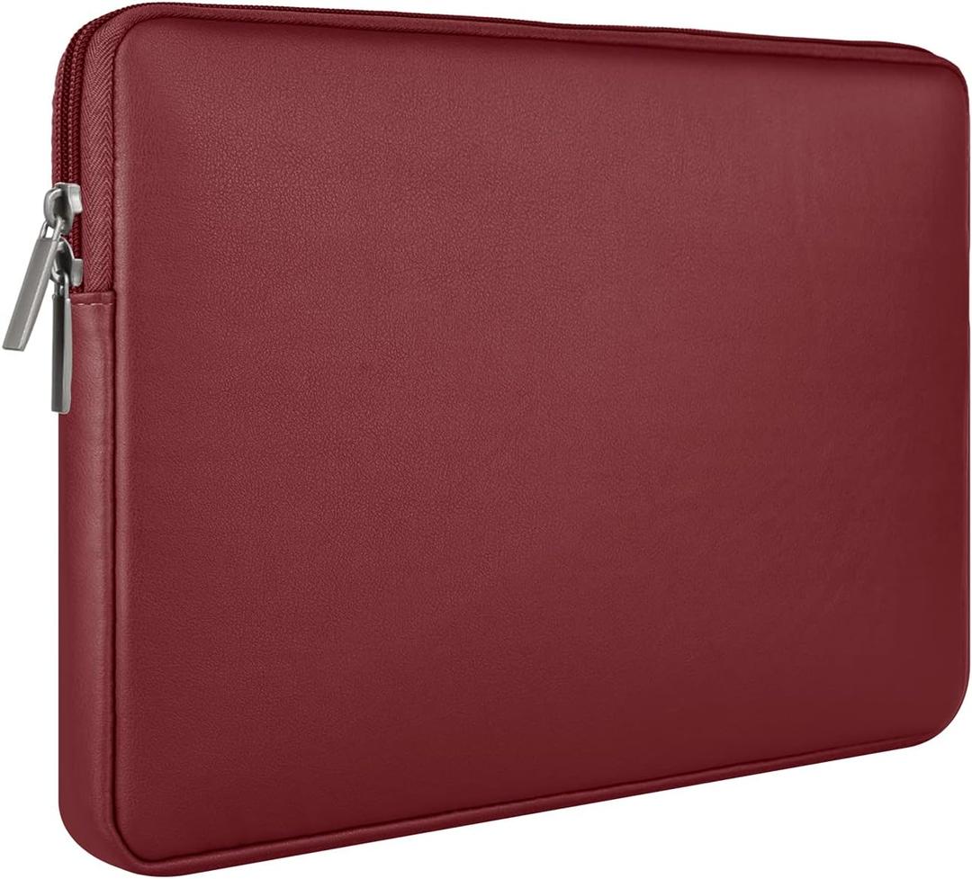 RAINYEAR 13 Inch Laptop Sleeve Soft PU Leather Case Water Resistant Padded Cover Bag Compatible with 13" MacBook Pro/Air A2681 A3113 A3240 A2338 A2337 A2159 A2179 A2251 A2289 (Red)