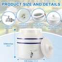 FillTouch Ceramic Water Dispenser Crock Water Dispenser with 304 Stainless Steel Faucet, Valve and Lid for 3 to 5 Gallon Jugs Porcelain Cooler for Home Office Indoor Outdoor Party Use(Blue Stripes)