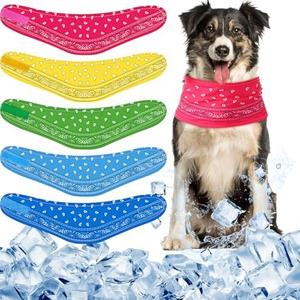 Sunnymove 5 Pcs Dog Cooling Bandanas Dog Instant Cooling Neck Wraps Breathable Ice Scarf Pet Heat Relief Collar for Small Medium Large Pet Hunting Training Camping for Summer(L, 17.3-20.4 Inch)