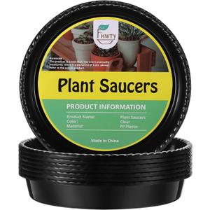 8 Pack of 5'' Plant Saucer Drip Trays, Plant Tray for Indoor and Outdoor Plants, Thicker & Sturdier & Durable Plastic Plant Saucers Plant Accessories Indoor Black