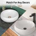 Bathroom Vessel Sink above Counter, Bowl Sinks for Bathroom, Countertop White Bathroom Sink 16.4" for Cabinet Lavatory Vanity Porcelain Ceramic, CBS131, 16.5" x 16.5"