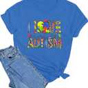 Autism Awareness Shirt Women Autism Shirts Autism Support Tops in April Blue Autism Mom Clothes Special Education Tees
