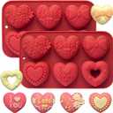 2 Pack Silicone Heart Mold, 6 Unique Valentine's Day Heart Chocolate Molds,Heart Shapes Silicone Baking Mold for Cake Chocolate Mousse, Food Grade Non-Stick Flexible Mold Oven Safe