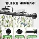 L Shaped Shower Curtain Rod - [23''-53''] x [23''-53''] Adjustable Corner Shower Curtain Rod 90 Degree Black for Bathroom Bathtub, Clothing Store with 12 Ring Hooks & Ceiling Support