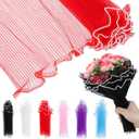 NUOBESTY 6Pcs Floral Wrapping Mesh Yarn Wave Pattern Flower Bouquet Sleeves for Wedding Party Decoration 4 Yards Each