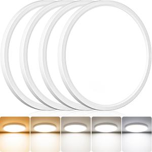 slochi 4Pack LED Flush Mount Ceiling Light Fixture, 12 Inch 24W, 3200LM, Super Slim 0.7 Inch, 3000K-6500K Adjustable Low Profile LED Ceiling Lights for Bedroom, Kitchen, Hallway(White)