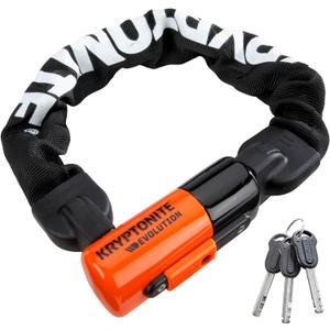 Kryptonite Evolution 1055 Mini Bike Chain Lock, 1.8 Feet Long 10mm Steel Chain Heavy Duty Anti-Theft Sold Secure Gold Bicycle Chain Lock with Keys for E-Bike, Motorcycle, Scooter, Bicycle, Fence